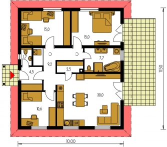 Plan de sol du rez-de-chaussée - BUNGALOW 190